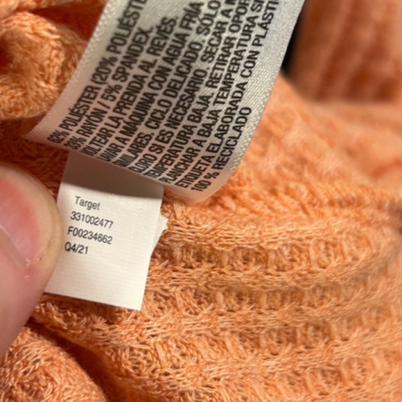 Wild Fable Long Sleeve Waffle Knit Crop Pullover Top/Sweater Peach Size S - NWT - Picture 15 of 15